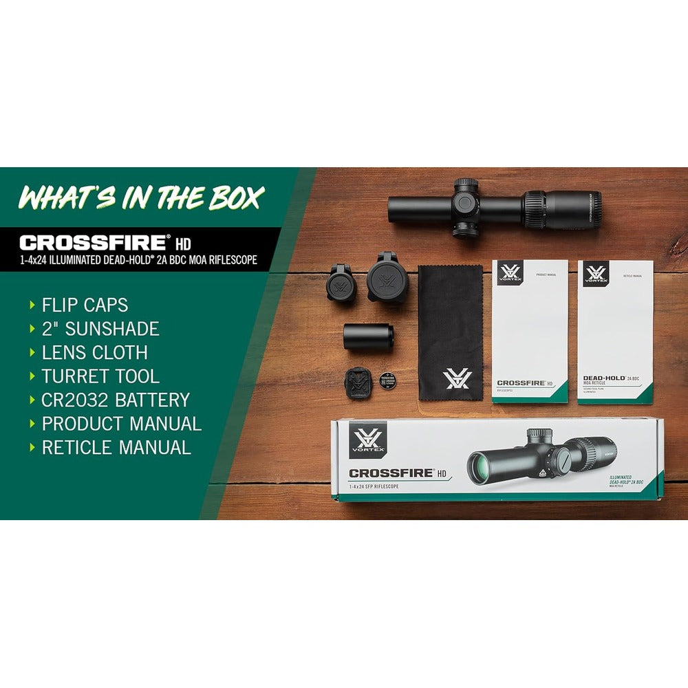 Vortex Optics Crossfire HD 1-4x24 Illuminated Dead-Hold® 2A BDC MOA Riflescope