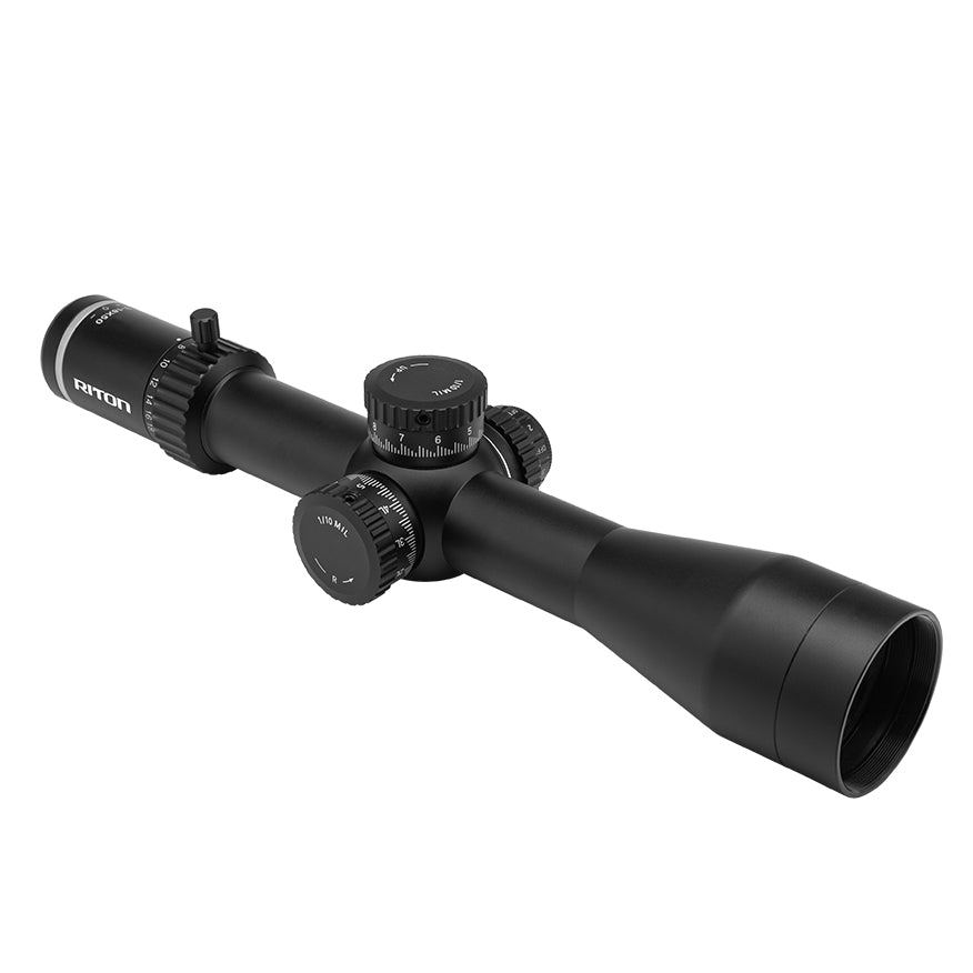 Riton Optics 7C318LFIP 7 Conquer Black Hardcoat Anodized 318x 50mm 34mm Tube Illuminated Red PSR Reticle Features Throw Lever