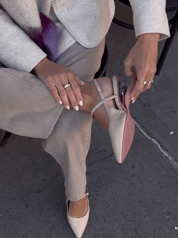 Buckle Slingback in Beige