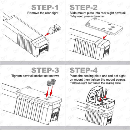 DPP Titanium Rear Sight Mount Titanium Version Trijicon RMR/Holosun 507C Footprint