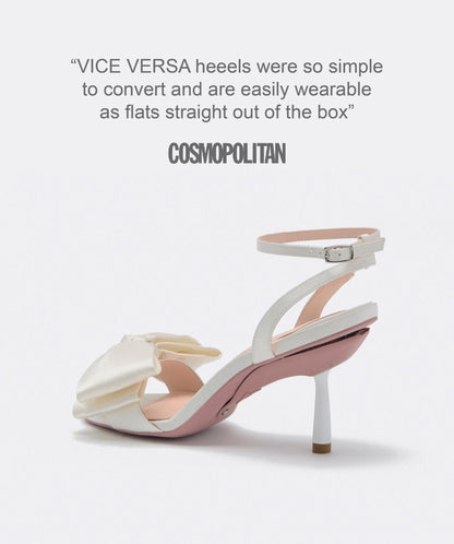 Bow Sandals in White Silk