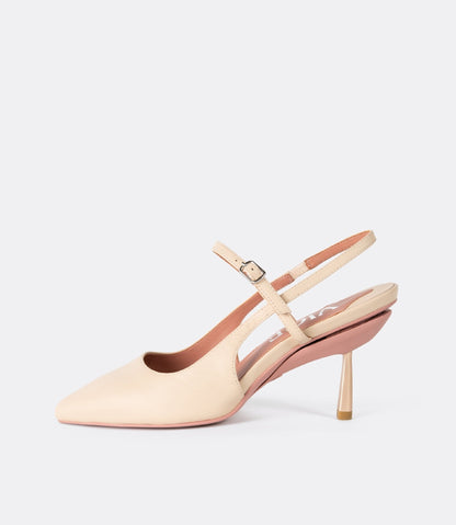 Buckle Slingback in Beige
