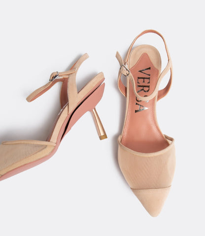 Everyday Heel in Beige Mesh