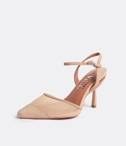 Everyday Heel in Beige Mesh